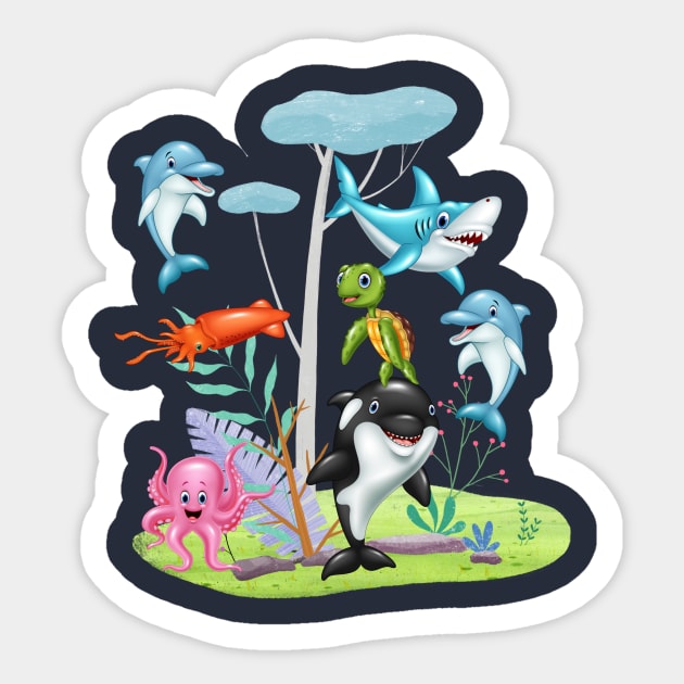 Funny Cartoon Marine Animals Sticker by Choulous79